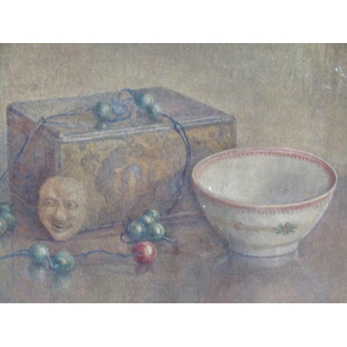 1152 - UNSIGNED - TWO LATE 19C WATERCOLOURS, INTERIOR SCENE, 30CM X 27CM, & STILL LIFE, 16CM X 24CM