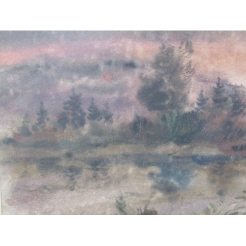 1154 - UNSIGNED, DATED 96 - SUNSET, WATERCOLOUR SKETCH, F/G, 15CM X 17CM