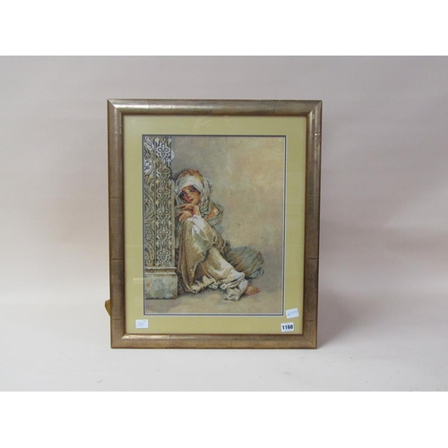 1168 - MONO IG - NEEDLEWORK PANEL WITH LADY IN DEEP THOUGHT, F/G, 45CM X 34CM