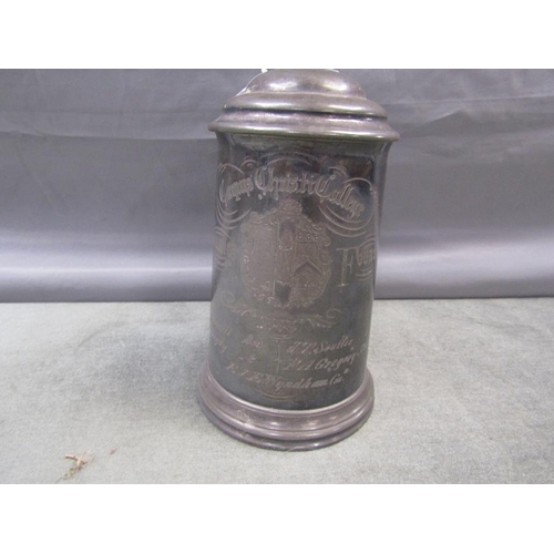 1223 - SILVER PLATED TANKARD, 20CM H