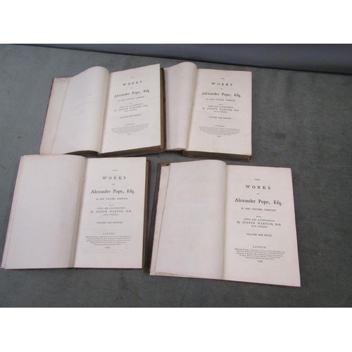 1242 - FOUR LEATHER BOUND BOOKS - THE WORKS OF ALEXANDER POPE