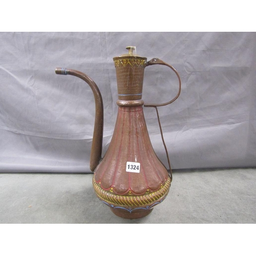 1324 - TWO COPPER JUGS - LARGEST 44CM H