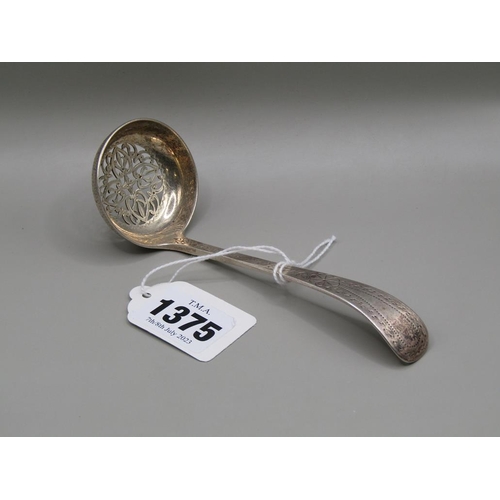 1375 - EARLY VICTORIAN SILVER SIFTING SPOON 14cms L