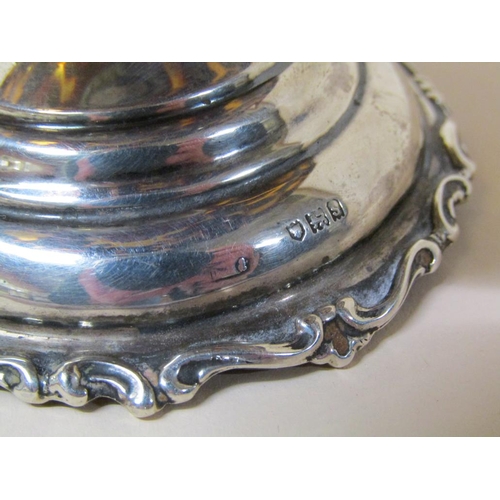 1382 - LATE 19/EARLY 20c SILVER AND TORTOISESHELL JEWELLERY DISH STAND - 8cms H