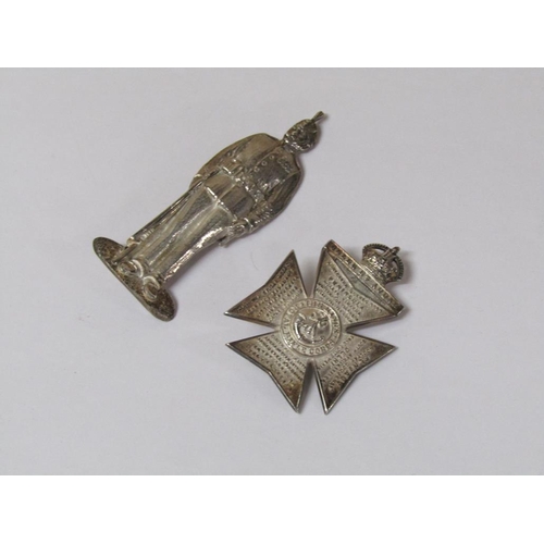 1390 - SILVER INDIAN REGIMENTAL BADGE TOGETHER WITH PENINSULA KINGS ROYAL RIFLE CORE UNIFORM BADGE