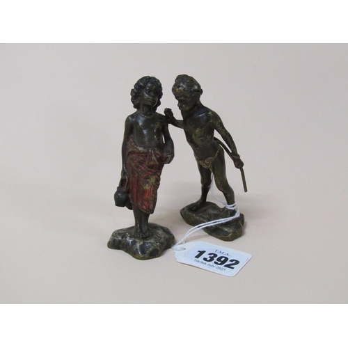 1392 - PAIR OF COLD PAINTED BRONZE AFRICAN FIGURES, EACH 10cms H