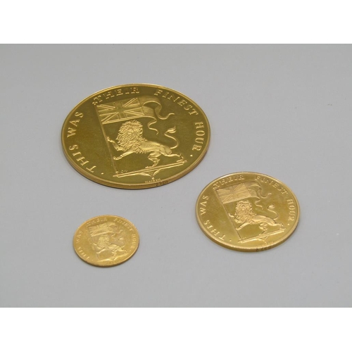 1394 - SET OF SIR WINSTON CHURCHILL 18ct GOLD MEDALLIONS SERIAL NO. LLL1-5000 VIENNA 1964