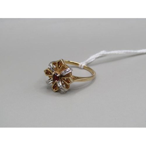 1446 - 14ct GOLD DIAMOND CROWN RING - SIZE T