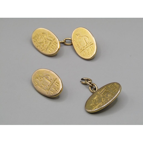 1466 - PAIR OF 15ct GOLD CUFFLINKS (A/F) 13g TOTAOL