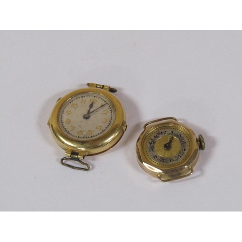 1467 - THREE GOLD CASED WATCH MOVEMENTS , TWO 18ct AND ONE 9ct