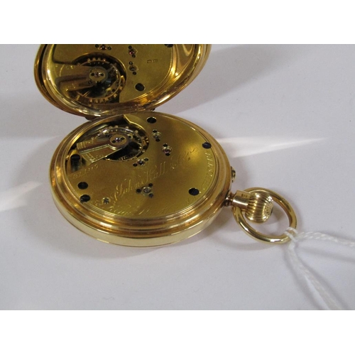 1469 - 18ct GOLD HALF HUNTER POCKET WATCH - JOHN HALL AND CO. MANCHESTER 106g TOTAL WEIGHT