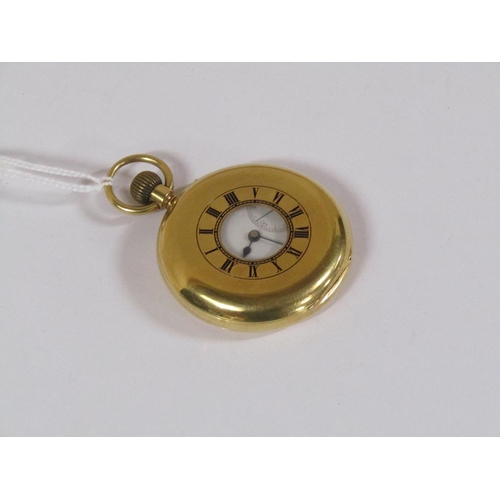 1470 - 18ct GOLD HALF HUNTER POCKET WATCH 98.3g TOTAL WEIGHT