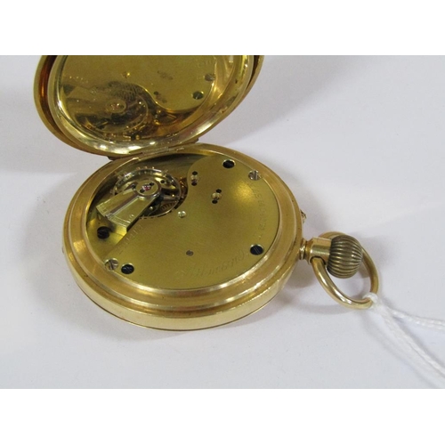 1470 - 18ct GOLD HALF HUNTER POCKET WATCH 98.3g TOTAL WEIGHT