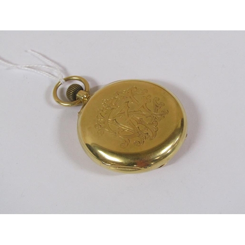 1470 - 18ct GOLD HALF HUNTER POCKET WATCH 98.3g TOTAL WEIGHT