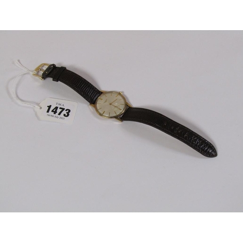 1473 - GOLD LONGINES GENTS WATCH WITH BROWN LEATHER STRAP