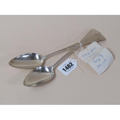 1482 - PAIR OF GEORGIAN SILVER SPOONS DATED 1797