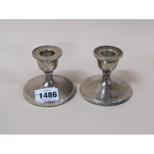 1486 - PAIR OF SQUAT SILVER CANDLESTICKS