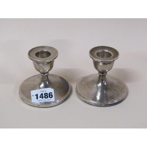 1486 - PAIR OF SQUAT SILVER CANDLESTICKS