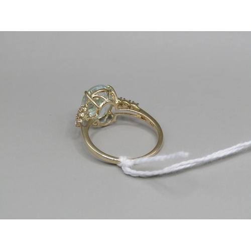 1487 - 9ct AQUAMARINE RING SIZE P 1/2