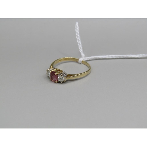 1488 - 18ct PINK SAPPHIRE DIAMOND RING SIZE O