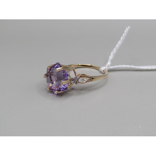 1490 - 9ct AMETHYST DRESS RING SIZE P1/2