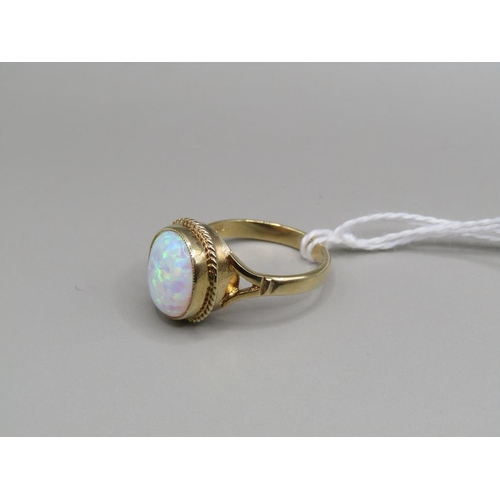 1493 - GOLD ON SILVER OPALINE RING SIZE P