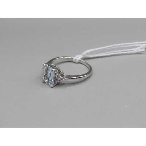 1497 - PLATINUM ART DECO STYLE AQUAMARINE DIAMOND RING