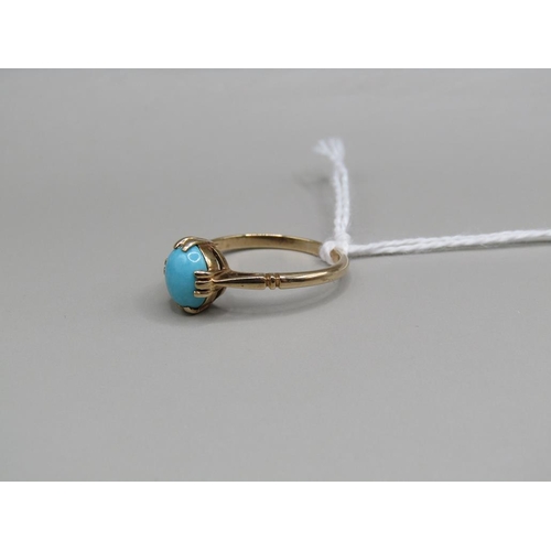 1498 - VINTAGE GOLD TURQUOISE RING SIZE O