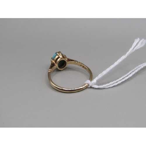 1498 - VINTAGE GOLD TURQUOISE RING SIZE O