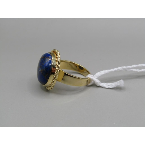 1503 - SILVER GILT LAPIS LAZULI RING P 1/2