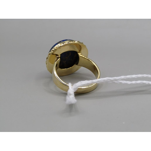 1503 - SILVER GILT LAPIS LAZULI RING P 1/2