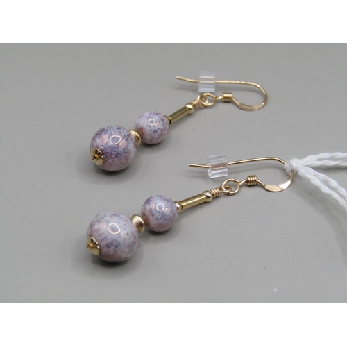 1513 - VINTAGE GLASS EARRINGS ON NEW WIRES