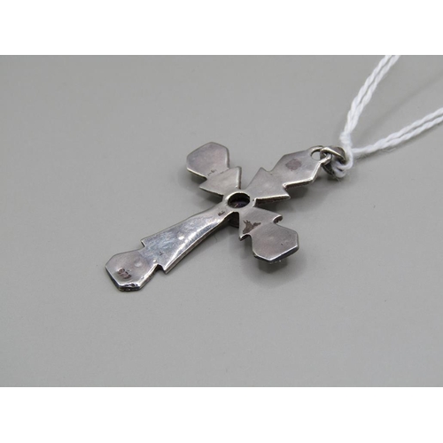 1519 - SILVER AMETHYST MARCASITE CROSS