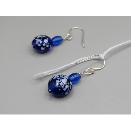 1522 - VINTAGE GLASS EARRINGS ON NEW SILVER WIRES