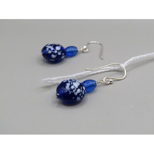 1522 - VINTAGE GLASS EARRINGS ON NEW SILVER WIRES