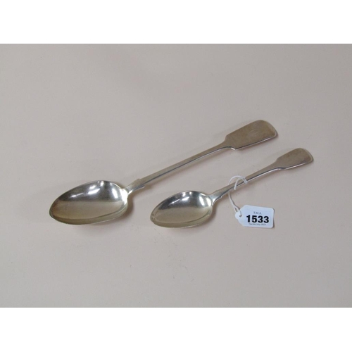 1533 - TWO VICTORIAN SILVER SPOONS 7ozt TOTAL