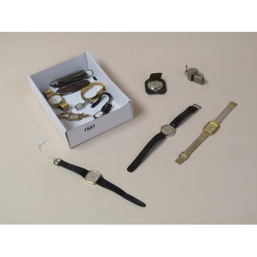 1547 - BOX OF MIXED GENTS WATCHES AND POCKET KNIVES