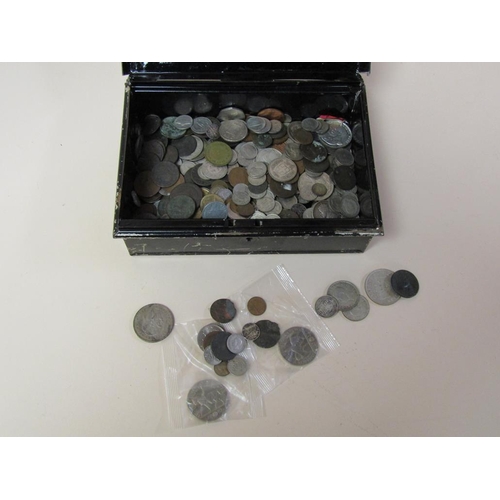 1565 - TIN OF MIXED SILVER AND OTHER COINS