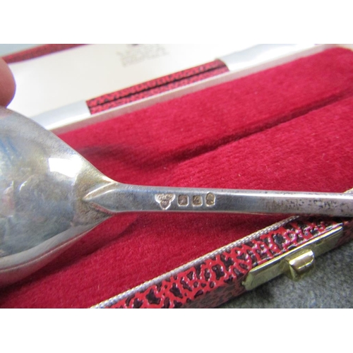 1587 - SILVER SINGLE SPOON IN BOX TOGETHER WITH QUEEN ANN STYLE SILVER SEAL TOP SPOON IN BOX