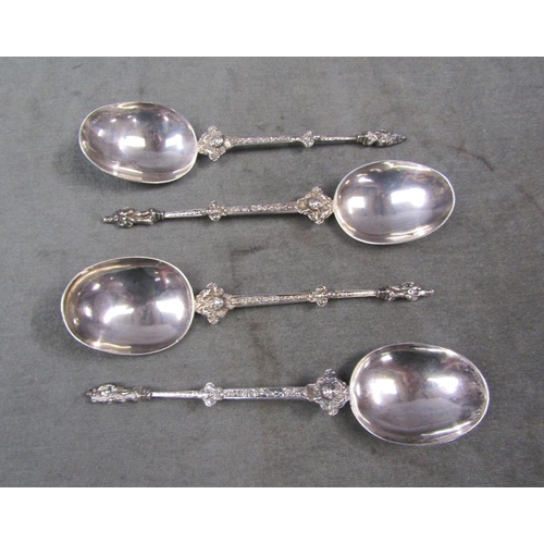 1594 - FOUR CONTINENTAL SILVER APOSTLE SPOONS, 7.5ozt