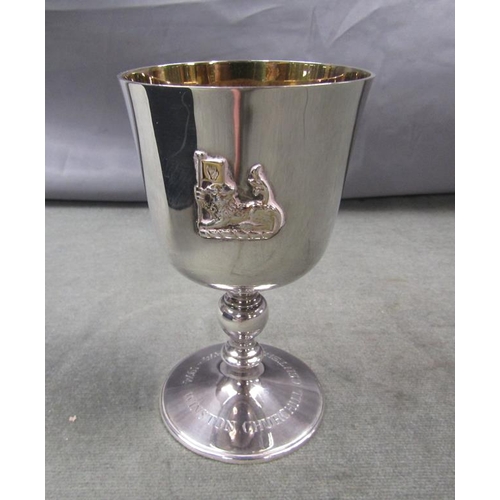 1598 - SILVER MAPPIN & WEBB SIR WINSTON CHURCHILL CENTENARY GOBLET NO.257/1000, 5.2ozt