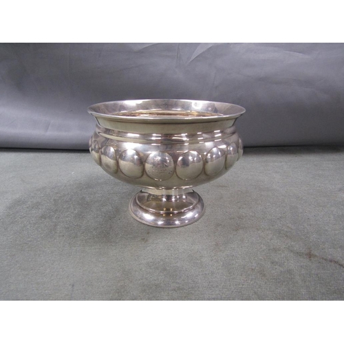 1615 - SILVER BOWL ON STAND WITH WOODEN WEIGHTED BASE