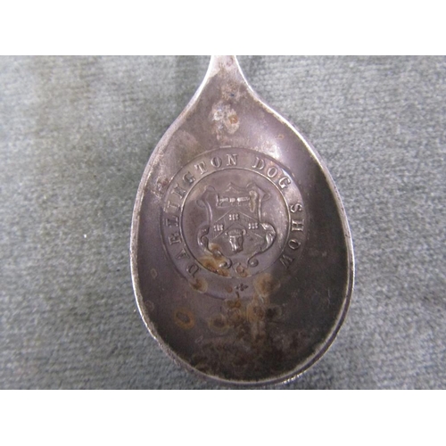 1617 - THREE SILVER SPOONS; SILVER SNUFF BOX; SILVER CARD CASE; ENVELOPE STAMP CASE; COMMEMORATIVE COIN