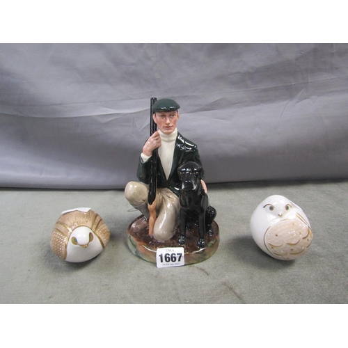 1667 - TWO MINTONS QUAILS; DOULTON FIGURE GROUP, 18CM H