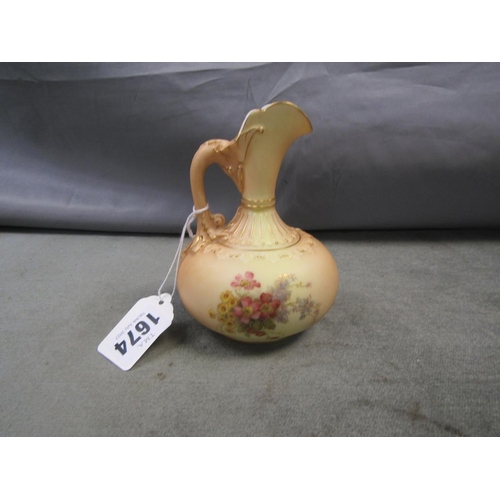 1674 - WORCESTER BLUSH IVORY JUG, 12CM H