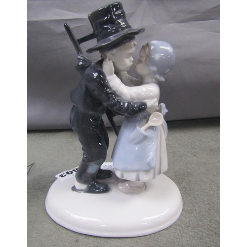 1693 - NORWEGIAN PORCELAIN FIGURE GROUP - CHIMNEY SWEEP AND GIRL, 16CM H