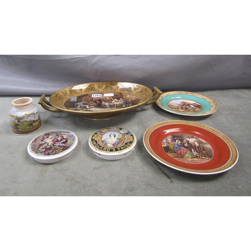 1753 - COLLECTION OF 19C PRATTWARE TWO HANDLED DISH, 35CM W