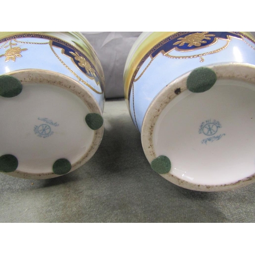 1774 - PAIR OF NORITAKE HAND PAINTED VASES - LANDSCAPES, 25CM H