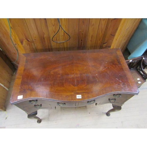 1832 - GEORGIAN STYLE FIGURED MAHOGANY SERPENTINE SIDE TABLE, FITTED TWO FRIEZE DRAWERS OVER TWO SHORT DRAW... 