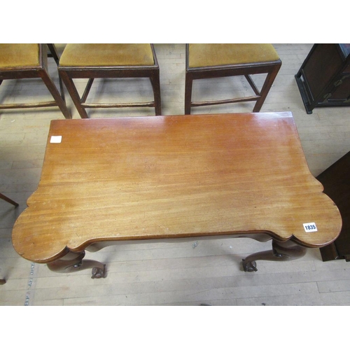 1835 - MID GEORGIAN STYLE MAHOGANY FOLD OVER CARD TABLE ON CARVED CABRIOLE LEGS ON CLAW AND BALL FEET 85 x ... 